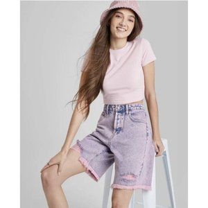 High-Rise Wide Leg Bermuda Jean Shorts - Wild Fable™ PINK ACID 18